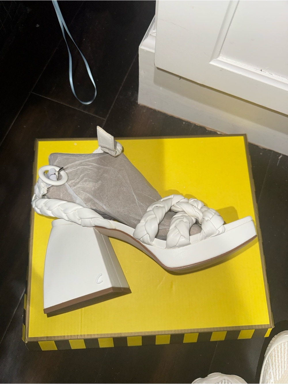 Circus by Sam Edelman White Braided Block Heel Sandals